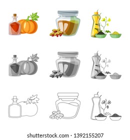 Vector illustration of healthy  and vegetable  sign. Collection of healthy  and agriculture stock symbol for web.