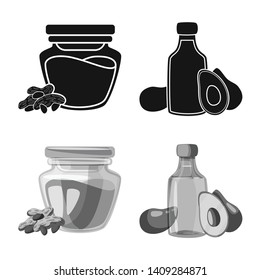 Vector illustration of healthy  and vegetable  sign. Collection of healthy  and agriculture stock vector illustration.