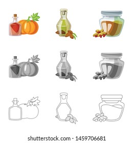 Vector illustration of healthy and vegetable sign. Set of healthy and agriculture stock vector illustration.
