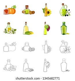Vector illustration of healthy  and vegetable  symbol. Set of healthy  and agriculture vector icon for stock.