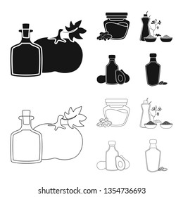 Vector illustration of healthy  and vegetable  symbol. Set of healthy  and agriculture vector icon for stock.