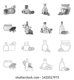 Vector illustration of healthy and vegetable symbol. Collection of healthy and agriculture stock symbol for web.