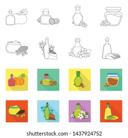 Vector illustration of healthy and vegetable symbol. Collection of healthy and agriculture vector icon for stock.