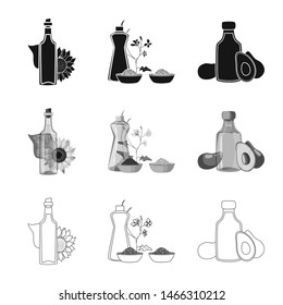 Vector illustration of healthy and vegetable symbol. Set of healthy and agriculture stock vector illustration.