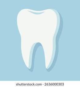 Vector illustration of a healthy white tooth. Flat design. The vector is isolated on a light background. Ideal for dental care, hygiene, and medical-themed projects.