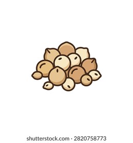 A vector illustration of a heap of beige chickpeas or garbanzo beans in a simple flat style isolated on white