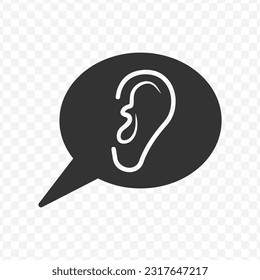 Vector illustration of hear chat icon in dark color and transparent background(PNG).