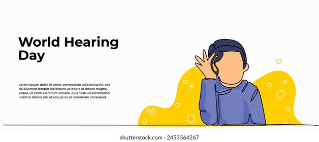Vector illustration of hearing care for all. Modern flat in continuous line style.