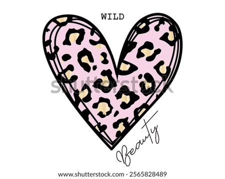 Vector illustration, heart with animal print design. Design for printing on shirt, poster, banner. Lovely print for t-shirt