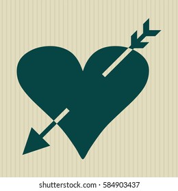 Vector Illustration of Heart with arrow icon in Green
