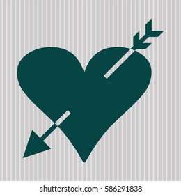 vector illustration of  Heart with arrow icon in green.
