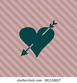 Vector illustration of heart with arrow vector symbol in green icon
