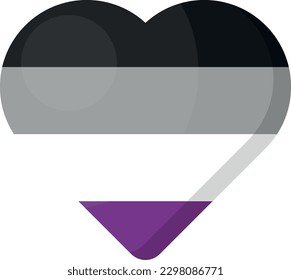 Vector illustration of a heart with the asexual pride flag. Asexual people and love. Respect differences.
