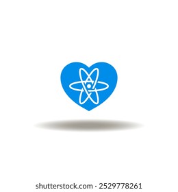 Ilustración vectorial del corazón con el átomo. Símbolo de los valores fundamentales.