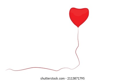 Vector illustration of heart ballon. Red ballon design concept for love or valentine's gift