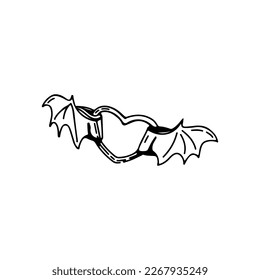 vector illustration of a heart with bat wings