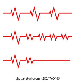 Vector illustration of heart beat cardiogram in red