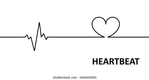 Vector Illustration Of Heart Beat Ecg. Heartbeat Line. Pulse Trace. EKG And Cardio Symbol. Healthy And Medical Concept.