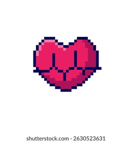Vector Illustration of Heart Beat with Pixel Art Design, perfect for game assets themed designs
