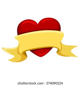 Vector Illustration of Heart with blank banner