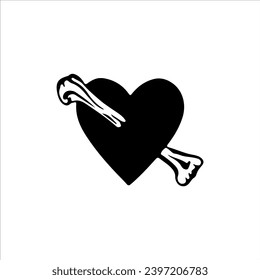 vector illustration of heart with bones