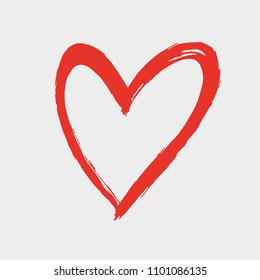 Vector illustration of heart. Brush hand drawn heart
