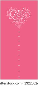 Vector illustration of heart from calligraphic "LIEBE"- mean LOVE, written in German, on pink background for Valentine`s Day cards, greetings, invitations, posters, flyers, prints, wedding design, web