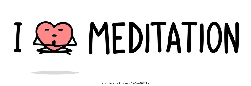 Vector illustration of heart character doing meditation.