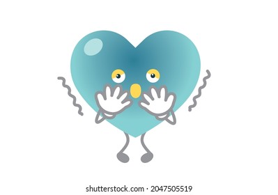 Vector illustration of heart character (shaking)