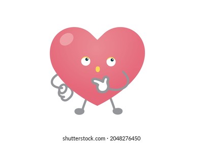 Vector illustration of heart character (think)