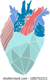Vector Illustration with heart clip art in realism