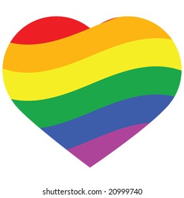 Vector illustration of a heart in the color of the pride rainbow