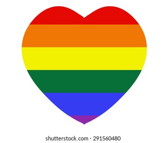 Vector illustration of a heart in the color of the pride rainbow, representing official marriage of same-sex marriage.