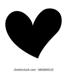 Vector illustration of heart contour isolated on white background. Symbol of love. Hand drawn, cartoon style