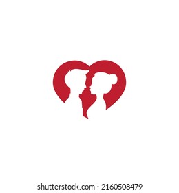 vector illustration of a heart and a couple for an icon, symbol or logo. suitable for wedding logo