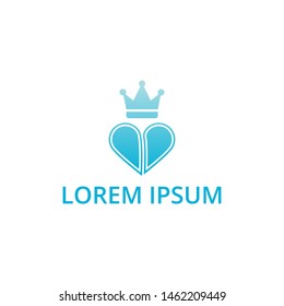 vector illustration heart and crown icon logo design