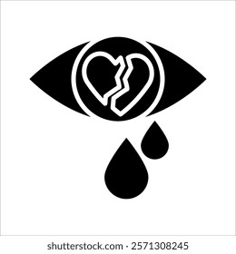 Vector illustration of a heart with a crying eye. Sadness of the heart Disappointment and depression. Love problems.