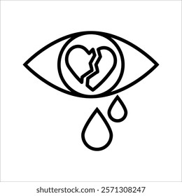 Vector illustration of a heart with a crying eye. Sadness of the heart Disappointment and depression. Love problems.