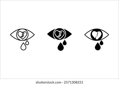 Vector illustration of a heart with a crying eye. Sadness of the heart Disappointment and depression. Love problems.