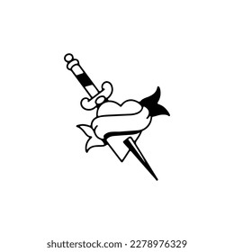 vector illustration of a heart with a dagger