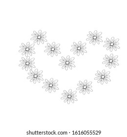 Vector illustration, heart of daisies