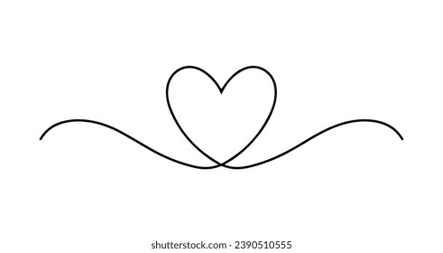 vector illustration. Heart drawing one line pattern.