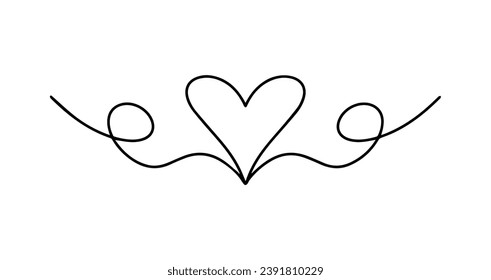 vector illustration. Heart drawing one line pattern.