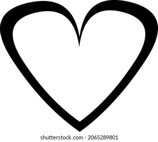 Vector illustration of a heart drawn in black and white with painted outlines