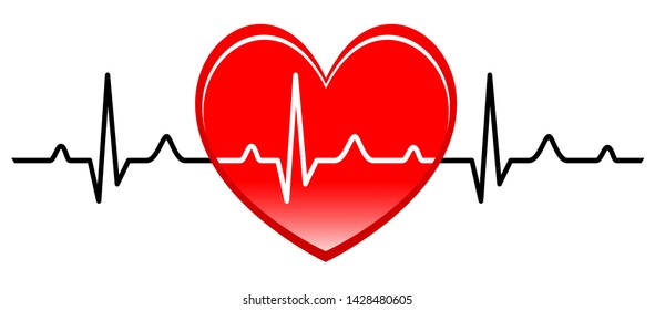 Vector illustration of heart with electrocadiogram