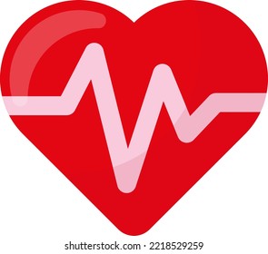 Ilustración vectorial, de un corazón con electrocardiograma. Símbolo de salud cardiobasular, pulsaciones y frecuencia cardíaca. Medición de la presión arterial.