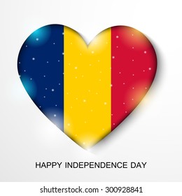Vector illustration of a Heart fill with Flag color for Chad Independence Day.