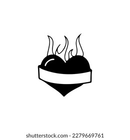 vector illustration of a heart with fire