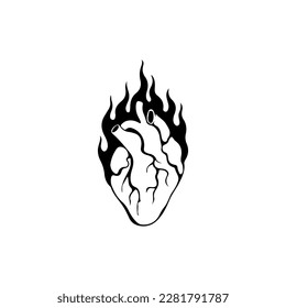 Vektorgrafik des Herzens mit Feuerkonzept