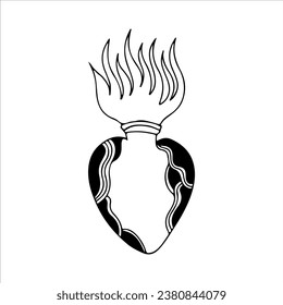 vector illustration of heart with fire concept